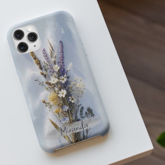 Vintage esthetiek wilde bloemen aangepaste naam iPhone 16 hoesje