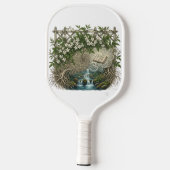 Vintage Esthetische Bloem- en Waterval Pickleball Paddle (Achterkant)