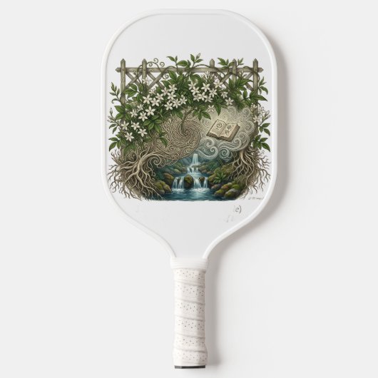 Vintage Esthetische Bloem- en Waterval Pickleball Paddle (Voorkant)