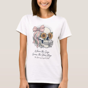 Vintage esthetische coquette schedel met roze stri t-shirt