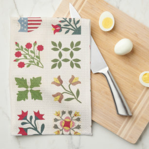 Vintage esthetische kerst quiltpatroon theedoek