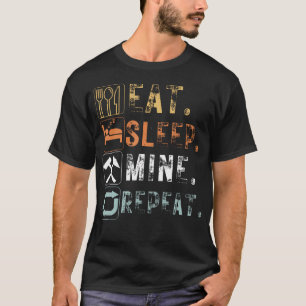 Vintage Eten Slapen Mijnen Herhalen Grappig Eten S T-shirt