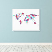 Vintage Ethnic World Map Canvas Afdruk (Insitu (Houten vloer))