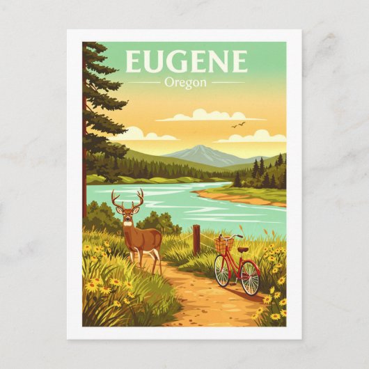 Vintage Eugene Oregon Briefkaart (Voorkant)