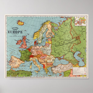 Vintage Europa 20e eeuw - Standaardkaart van Bacon Poster