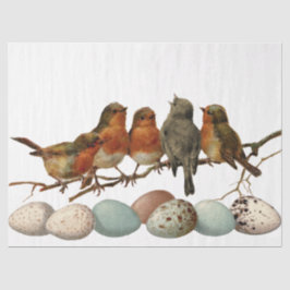 Vintage European Robin Decoupage van vogels en eie Tissuepapier