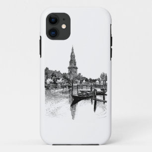 Vintage Europese stads waterweg iPhone 11 Hoesje