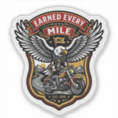 Vintage Every Mile Verdiend MC Biker Arend Sticker (Voorkant)