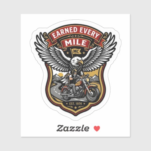 Vintage Every Mile Verdiend MC Biker Arend Sticker (Vel)