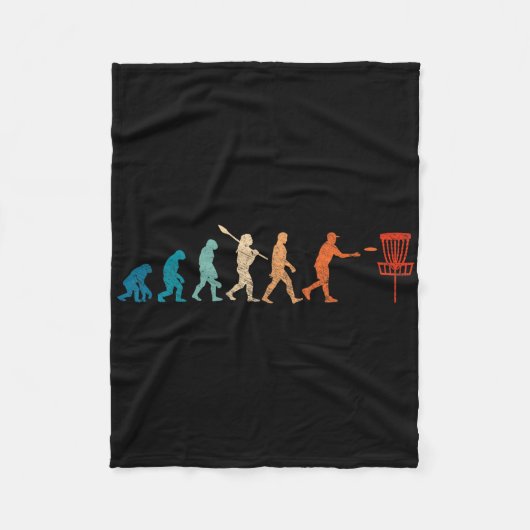 Vintage Evolution Discgolf Grappig Gelukkig Golfen Fleece Deken (Voorkant)