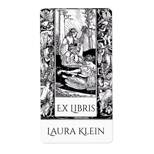 Vintage Ex Libris-boekenplaat Etiket (Voorkant)