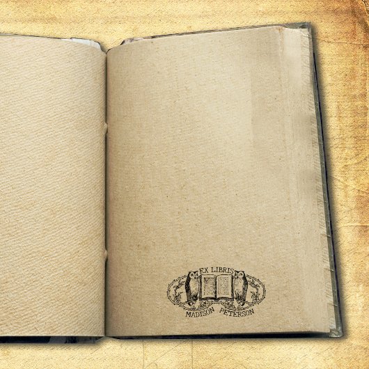 Vintage Ex Libris Owls, Book Rubberstempel