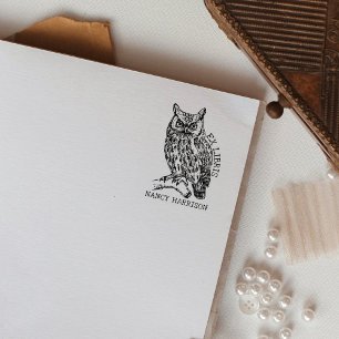 Vintage Ex Libris Uil, Aangepaste Bibliotheekboekp Rubberstempel