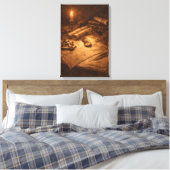 Vintage Explorer Desk Still Life Canvas Afdruk (Insitu (Slaapkamer))