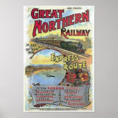 Vintage Express Route Train Travel Advertising Poster (Voorkant)