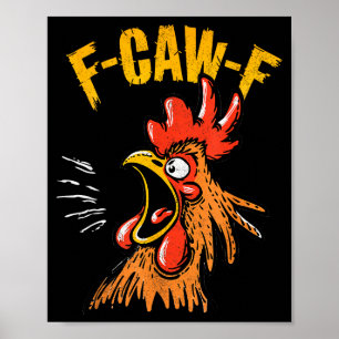 Vintage F-caw-f Kip F-caw-f Grappige Kip Roos Poster