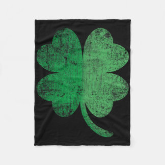 Vintage Faded Retro Four Leaf Clover St Patricks D Fleece Deken