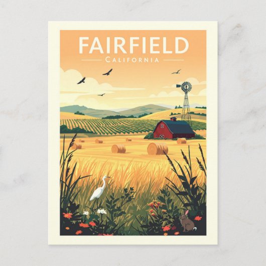 Vintage Fairfield California Briefkaart (Voorkant)