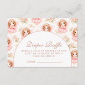 Vintage Fairy Baby Girl Baby Shower Diapper Raffle Informatiekaartje (Voorkant)