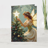 Vintage Fairy Place Star on Christmas Tree Kaart (Voorkant)