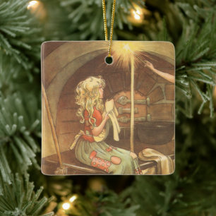 Vintage Fairy Tale, Cinderella en Fairy Godmoeder Keramisch Ornament