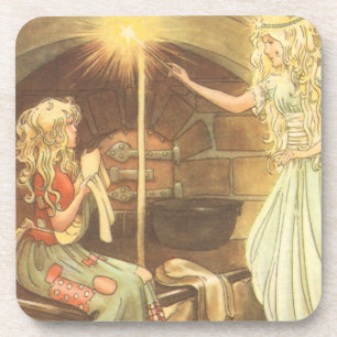 Vintage Fairy Tale, Cinderella en Fairy Godmoeder Onderzetter