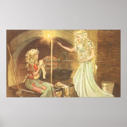 Vintage Fairy Tale, Cinderella en Fairy Godmoeder Poster (Voorkant)