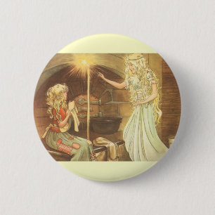 Vintage Fairy Tale, Cinderella en Fairy Godmoeder Ronde Button 5,7 Cm