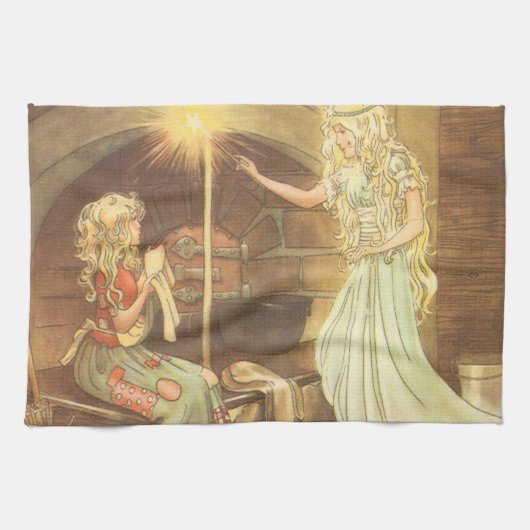 Vintage Fairy Tale, Cinderella en Fairy Godmoeder Theedoek (Horizontaal)