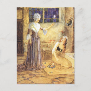 Vintage Fairy Tale Cinderella met Fairy Godmoeder Briefkaart