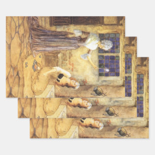Vintage Fairy Tale Cinderella met Fairy Godmoeder Inpakpapier Vel
