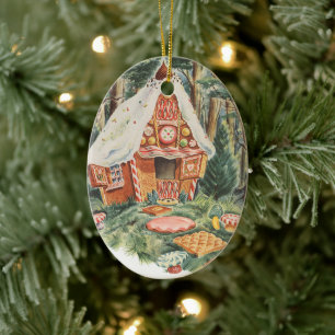 Vintage Fairy Tale, Hansel en Gretel Snoep House Keramisch Ornament