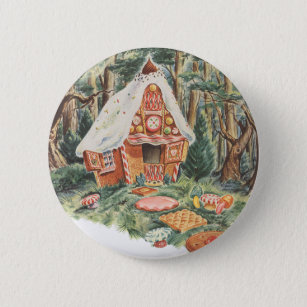 Vintage Fairy Tale, Hansel en Gretel Snoep House Ronde Button 5,7 Cm
