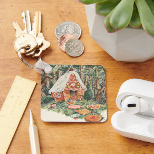 Vintage Fairy Tale, Hansel en Gretel Snoep House Sleutelhanger