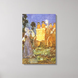 Vintage Fairy Tales Cinderella en Fairy Godmoeder Canvas Afdruk