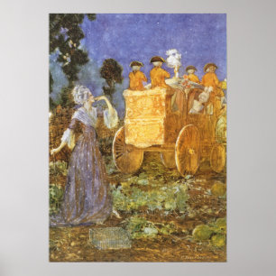 Vintage Fairy Tales Cinderella en Fairy Godmoeder Poster