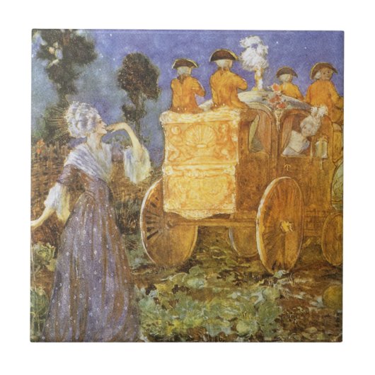 Vintage Fairy Tales Cinderella en Fairy Godmoeder Tegeltje (Voorkant)