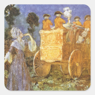 Vintage Fairy Tales Cinderella en Fairy Godmoeder Vierkante Sticker