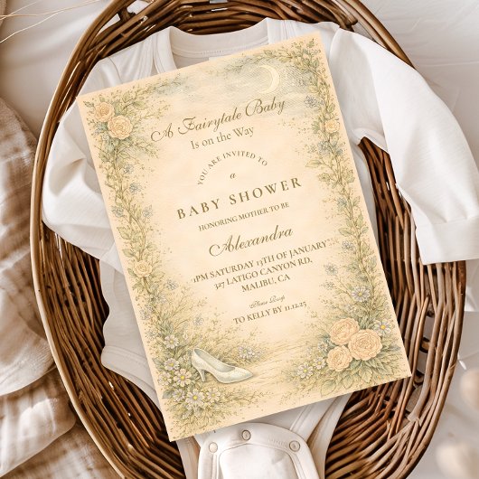 Vintage Fairytale Garden Baby Shower Kaart