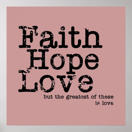 Vintage Faith Hope Love Poster (Voorkant)