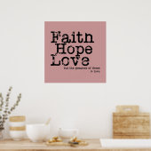 Vintage Faith Hope Love Poster (Keuken)