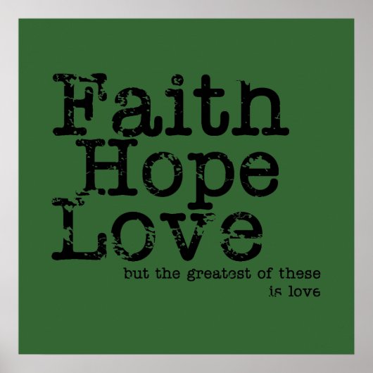 Vintage Faith Hope Love Poster (Voorkant)