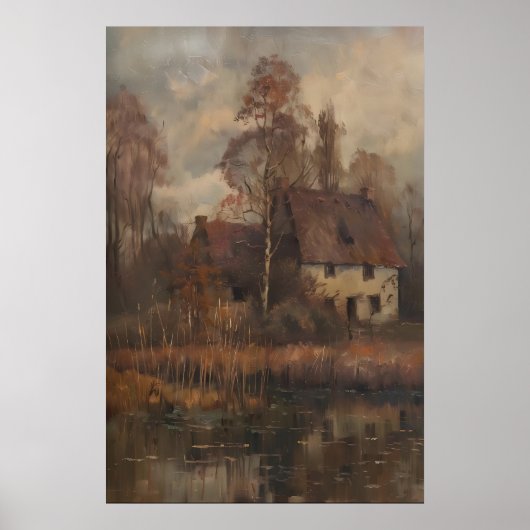 Vintage Fall Landscape Printable Art, Moody Poster (Voorkant)