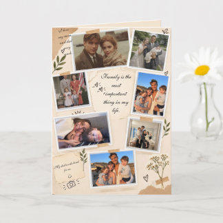 Vintage familiefotocollage gevouwen kaart