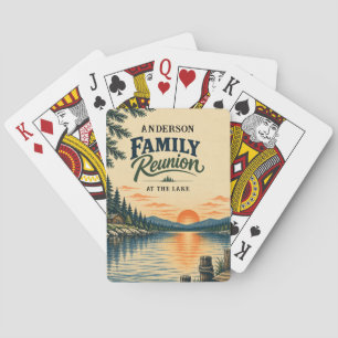 Vintage familiereünie aan het meer pokerkaarten