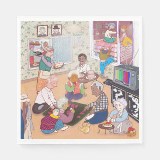 Vintage Family Art Napkin Servet