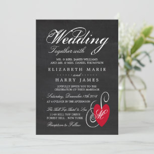 Vintage Fancy Heart - Chalkboard Trouwkaart Kaart