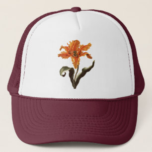 Vintage fancy oranje lelie in bloei, tuinvloeien trucker pet