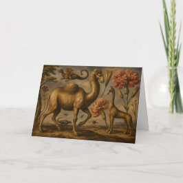 Vintage Fantasie Botanische Dieren Olie Schilderij Kaart
