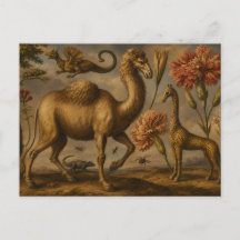 Vintage fantasie botanische dierolieverfschilderij